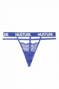 Hustler Branded Lace Blue Thong Knickers
