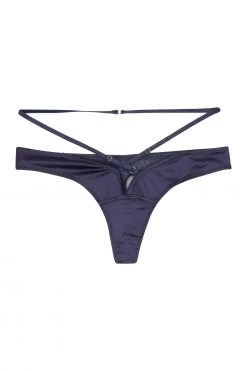 Playful Promises Philly Navy Tulip Satin Thong