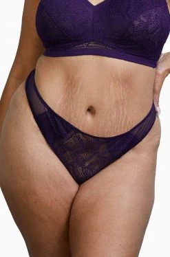 Deja Day Emma Vine Purple Brazilian Lace Brief Knickers