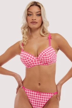 Squish New In Bras Daisy Pink Gingham Balcony Bra