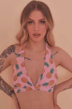 Collectif X Playful Promises Pineapple Ruched Triangle Bikini Top