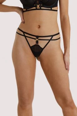 Hustler Black Sierra Gold Ring Thong