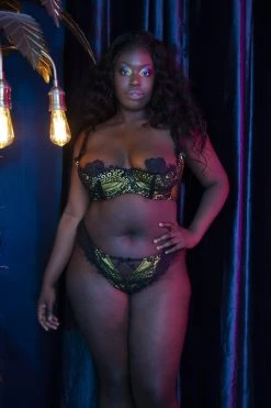 Playful Promises Outlet Jaquelina Mustard Contrast Quarter Cup Bra Curve