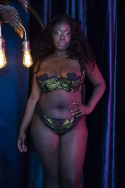 Playful Promises Outlet Jaquelina Mustard Contrast Crotchless Thong Core