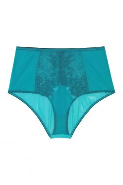 Playful Promises Knickers Henrietta Teal Lace Overlay High Waist Brief