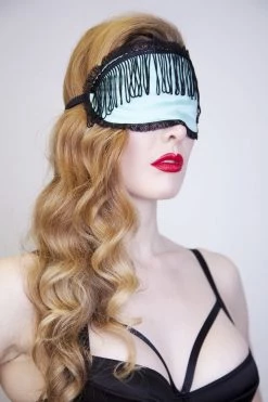 Playful Promises Accessories Mint Eye Mask With Black Tassels