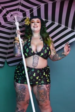 Collectif X Playful Promises Cactus Ruched Triangle Bikini Top Swimwear