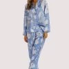 Playful Promises Nightwear Logan Spector Recycled Blue Statues Satin Trousers