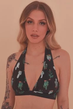 Collectif X Playful Promises Cactus Ruched Triangle Bikini Top Swimwear