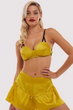 Bettie Page Lingerie New In Bras Retro Futuristic Bullet Bra Chartreuse