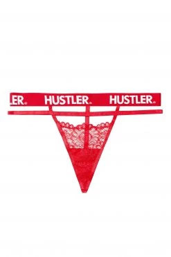 Hustler Branded Red Lace Curve Thong