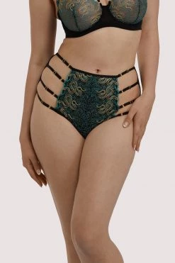 Playful Promises New In Dakota Green & Gold Snake High Waist Brief