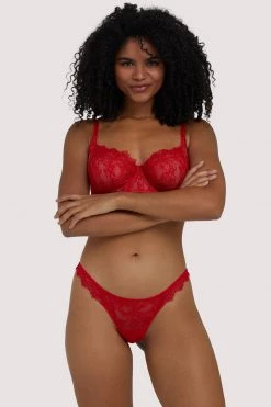 Deja Day Knickers Rosalyn Red Lace Thong 16 Deja Day Knickers Rosalyn Red Lace Thong