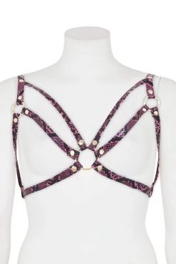 Regalia Open Harness Bra Purple Snake