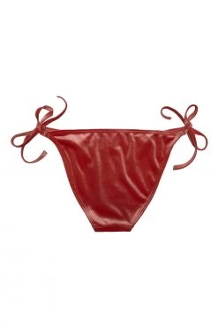 Wolf & Whistle Lillian Peach Velvet Bikini Tie-Side Brief Swimwear