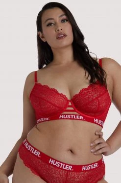 Hustler Branded Red Lace Curve Bra