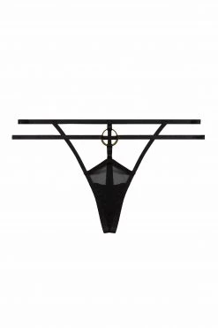 Hustler Black Sierra Gold Ring Thong