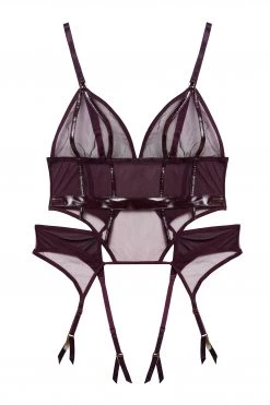 Hustler Kelly Wine PVC Soft Cup Curve Basque Basques & Corsets