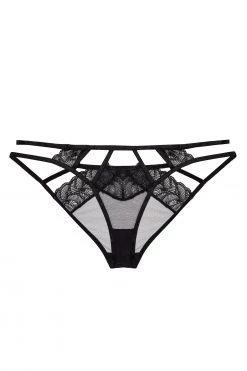 Hustler Tilly Black Caged Embroidery Brief
