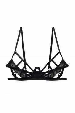 Hustler New In Bras Tilly Black Caged Embroidery Bra