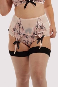 Bettie Page Lingerie Showgirl 4 Straps Stitch Pink Suspender Belt Suspenders 13 Bettie Page Lingerie Showgirl 4 Straps Stitch Pink Suspender Belt Suspenders