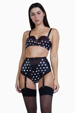Bettie Page Lingerie Spot 4 Strap Z Stitch Suspender Belt