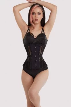 Bettie Page Lingerie Basques & Corsets Fishnet Mesh Underbust Corset
