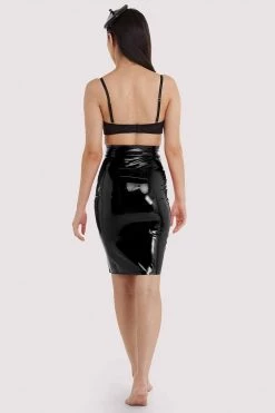 Bettie Page Lingerie Black Latex Hobble Skirt