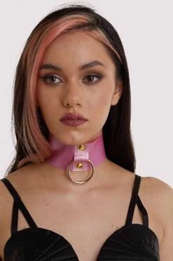 Bettie Page Lingerie New In Accessories Bettie Page Pink Latex Ring Choker