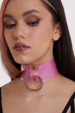 Bettie Page Lingerie New In Accessories Bettie Page Pink Latex Ring Choker