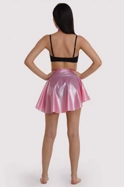 Bettie Page Lingerie Pink Latex Flippy Skirt Erotic 7 Bettie Page Lingerie Pink Latex Flippy Skirt Erotic