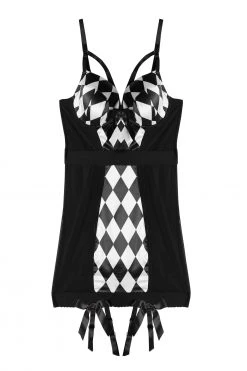 Bettie Page Lingerie Cassandra Harlequin Basque