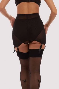 Bettie Page Lingerie Basques & Corsets Annabelle Diamante Spiderweb Black Girdle