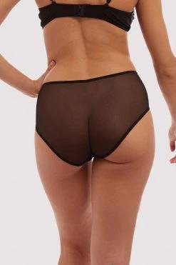 Bettie Page Lingerie Knickers Annabelle Diamante Spiderweb Black High Waist Brief