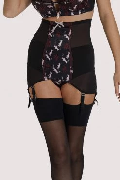 Bettie Page Lingerie Blaze Smoking Printed Girdle Suspenders