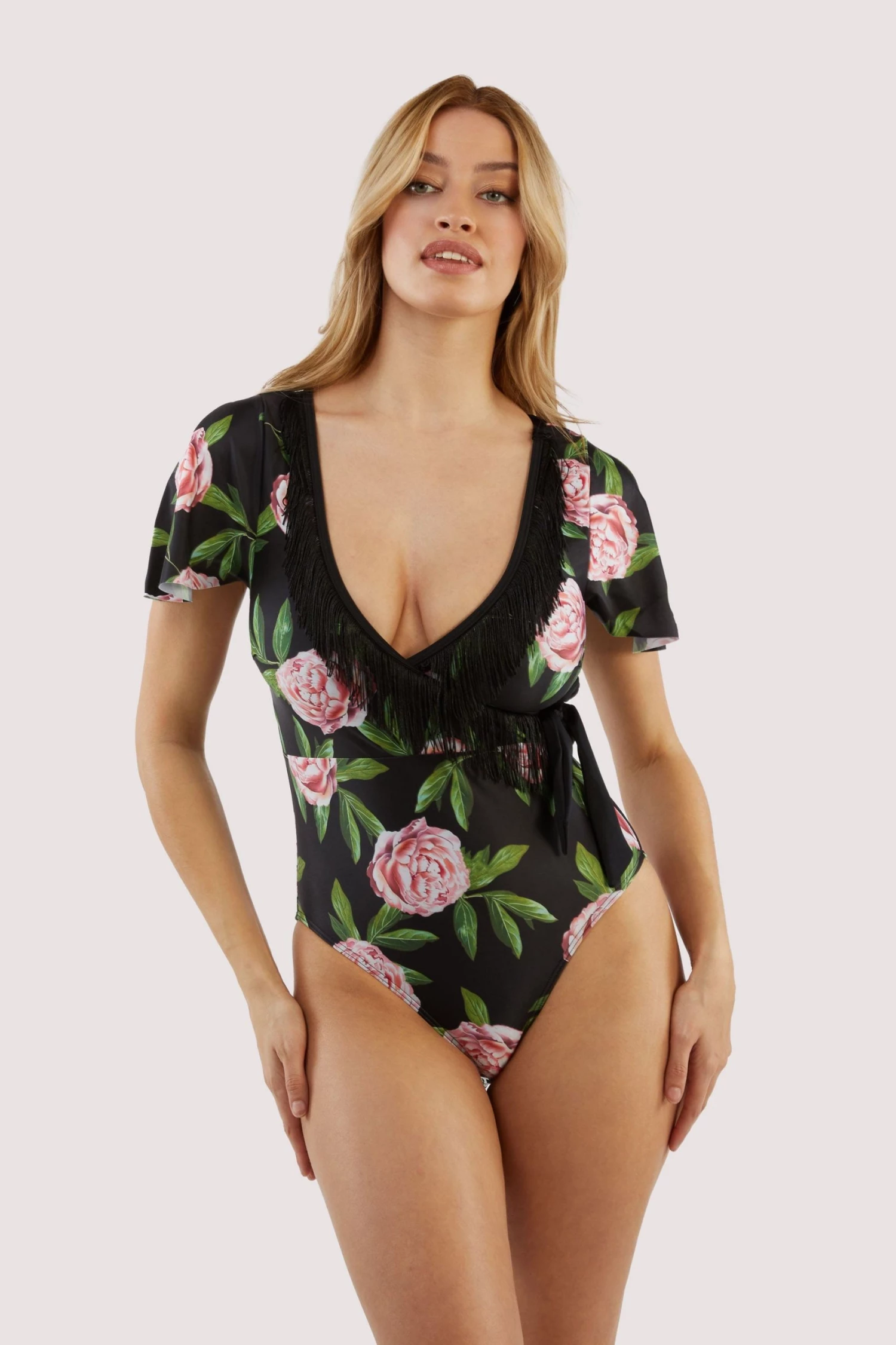 Bettie Page Lingerie Swimwear Eco Claudette Roses Swimsuit 1 Bettie Page Lingerie Swimwear Eco Claudette Roses Swimsuit
