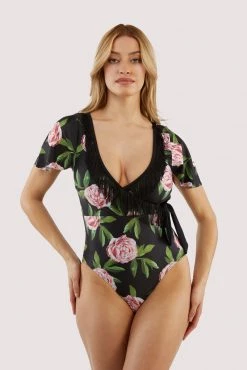 Bettie Page Lingerie Swimwear Eco Claudette Roses Swimsuit 8 Bettie Page Lingerie Swimwear Eco Claudette Roses Swimsuit