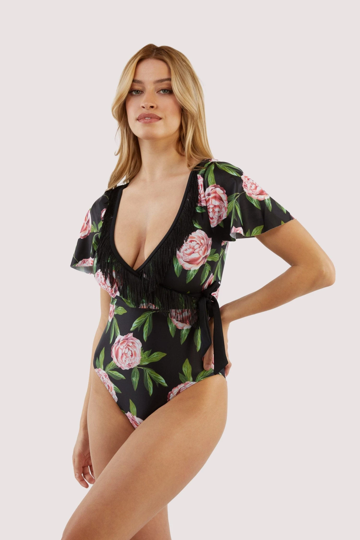 Bettie Page Lingerie Swimwear Eco Claudette Roses Swimsuit 2 Bettie Page Lingerie Swimwear Eco Claudette Roses Swimsuit