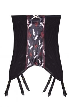 Bettie Page Lingerie Blaze Smoking Printed Girdle Suspenders