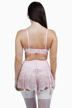 Bettie Page Lingerie Doris Peach Embroidered Retro Suspender Belt