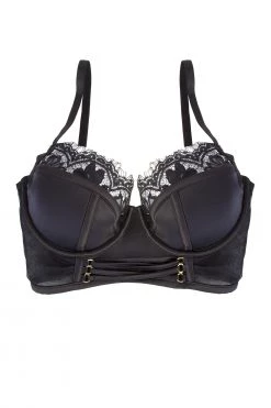 Playful Promises Bernadette Black Longline Corset Front DD/E-G Bra