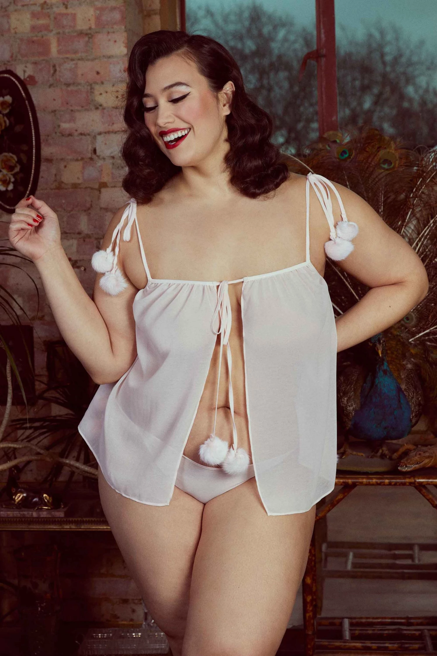 Bettie Page Lingerie Nightwear Dolores Pom Pom Chemise Baby Pink 3 Bettie Page Lingerie Nightwear Dolores Pom Pom Chemise Baby Pink