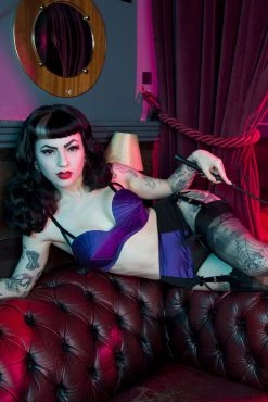 Bettie Page Lingerie Purple Classic Suspender Belt