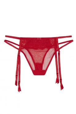 Wolf & Whistle Outlet WW X Charlotte McKinney Cara Red Lace Suspender Brief