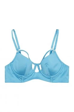 Peek & Beau Dani Blue Strappy Satin Bra A - DDD/F Bras