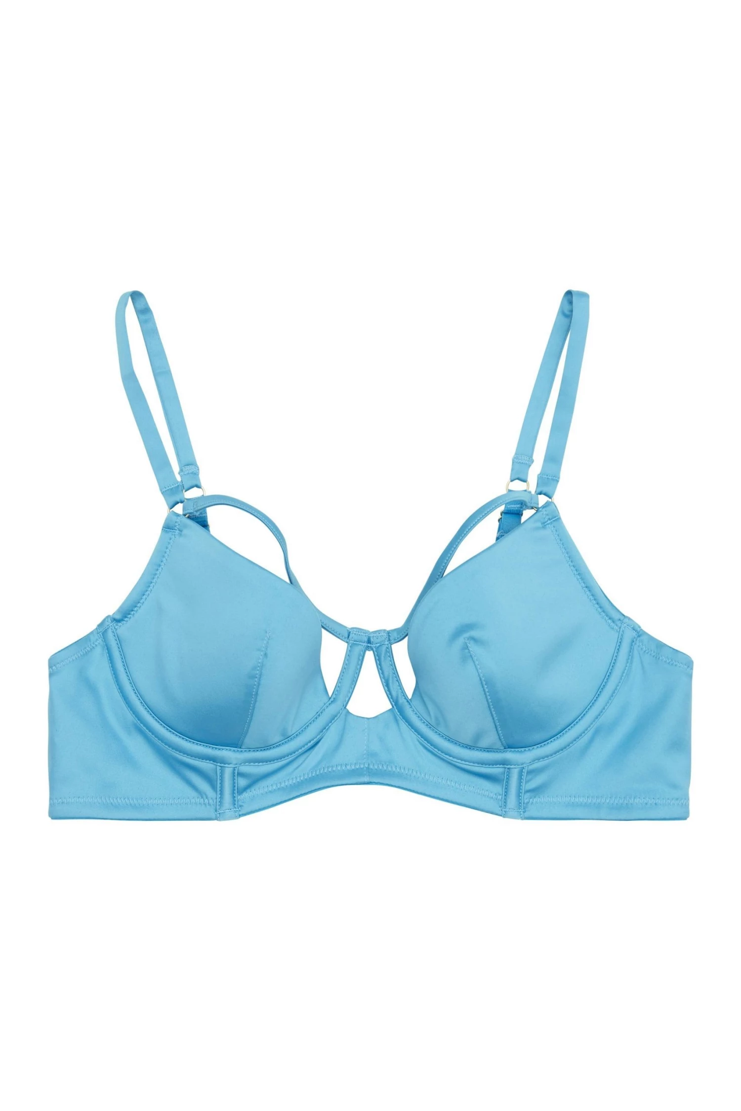 Peek & Beau Dani Blue Strappy Satin Bra A - DDD/F Bras 2 Peek & Beau Dani Blue Strappy Satin Bra A - DDD/F Bras