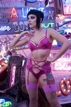 Peek & Beau Dani Magenta Strappy Satin Suspender