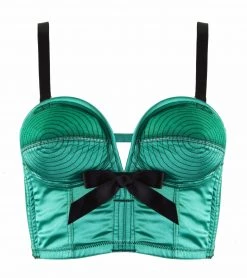 Bettie Page Lingerie Bras Emerald Longline Spiral Stitch Overwire Bra A - G