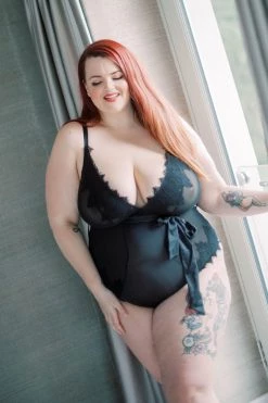 FFFB X PP Athena Black Lace And Mesh Bow Body