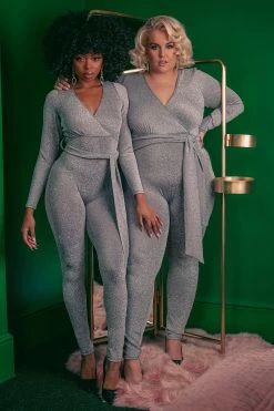 Felicity Hayward X PP Farouz Silver Disco Jumpsuit Nightwear